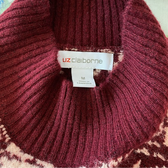 NEW Liz Claiborne Mock Neck Floral Pullover Knit Sweater - Picture 7 of 8